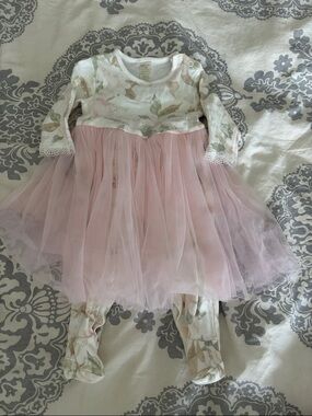 Baby Tulle Floral Tutu Romper - Pink & Cream